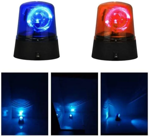 Miniatura 5 de anso Rotación azul LED policía coche baliza discoteca fiesta DJ lámpara DIY luz de alerta roja (rojo)