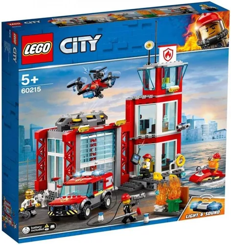 LEGO City Fire Station 60215 - Juego de construcción de torre de rescate de incendios con vehículos de emergencia, incluye minifiguras de bomberos