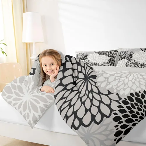 Miniatura 4 de Erosebridal Juego de edredón de dalia azteca para adultos, mujeres y niñas, ropa de cama floral, tamaño individual, relleno de edredón de flores