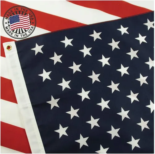 Bandera americana: 100 % fabricada en EE. UU. Certificada por Grace Alley. Bandera de 3 x 5 pies de los Estados Unidos, de larga duración,