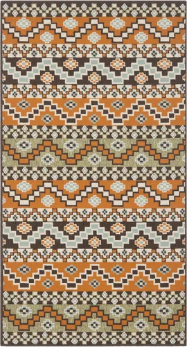 Miniatura 52 de SAFAVIEH Alfombra lavable para exteriores, colección Veranda – Alfombra de pasillo de 2.3 x 6 pies, color azul y crema, no desprende pelusa y fácil