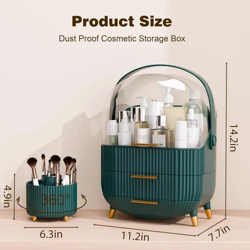 Miniatura 5 de lurcns Organizador de maquillaje y almacenamiento para cosméticos, cuidado de la piel con tapa y cajones, vitrinas para encimera, baño, regalos