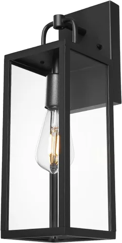 Lámpara de pared de transición para exteriores, 16 pulgadas de alto, moderna iluminación de pared exterior con vidrio transparente, recubrimiento en