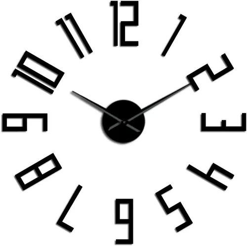 Big Mirror Numbers - Reloj de pared moderno y grande, sin marco, silencioso, sin marcas, para sala de estar, color negro, 35.4 in