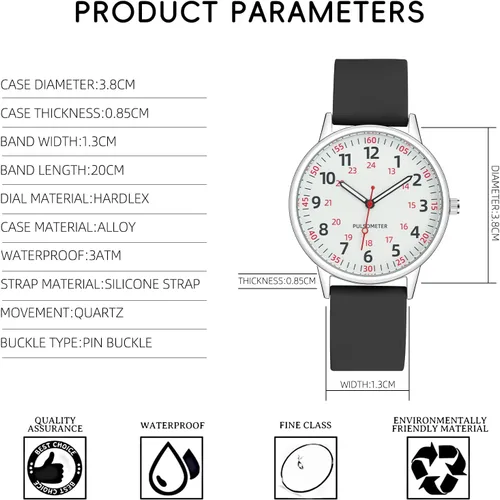 Miniatura 7 de IBSO Reloj de Mujer para Enfermera Fácil de Leer Esfera Relojes de Pulsera Correa de Silicona Resistente al Agua Relojes con Segundero y 24 Horas