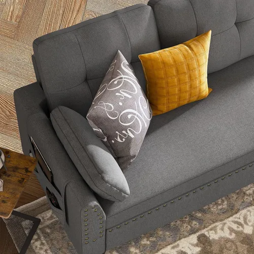 Miniatura 5 de HONBAY - Sofá seccional convertible en forma de L, sofá reversible seccional para sala de estar, color gris