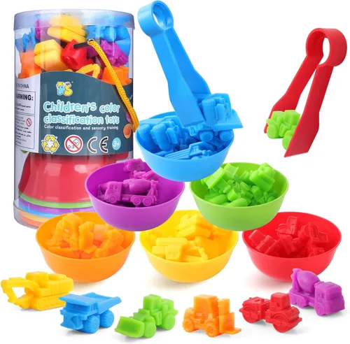 Miniatura 8 de USATDD Juguetes de dinosaurios para contar con clasificación de colores, juegos de apilamiento con cuencos, actividades de aprendizaje preescolar