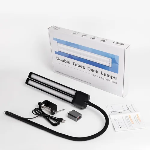 Miniatura 8 de Lámpara de escritorio LED con dos cabezales, lámpara de escritorio con abrazadera, 12W, 2000 LMS, CRI>90, 5 modos de color (2700K-6500K), varios
