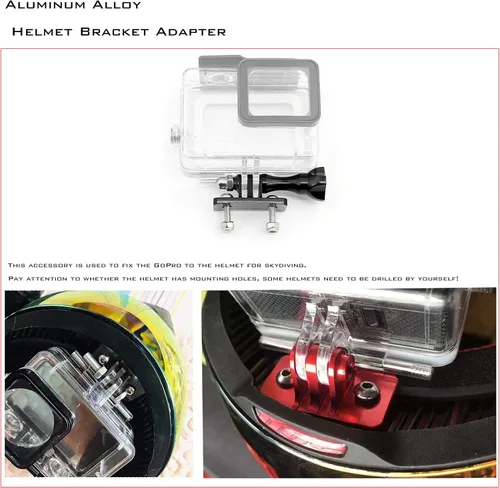Miniatura 6 de Soportes fijos universales para casco, adaptador de soporte de metal, accesorios de cámara para cámara deportiva GoPro Series/casco de paracaidismo