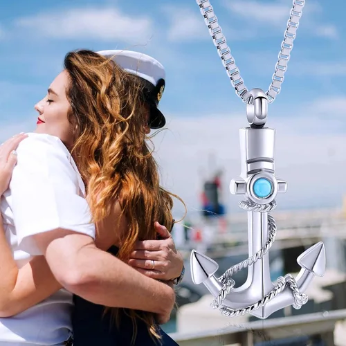 Miniatura 7 de Joyería de cremación para cenizas, collar de urna de ancla para hombres y mujeres, soporte conmemorativo para cenizas, colgante de urna de recuerdo