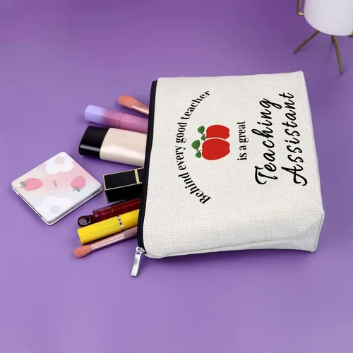 Miniatura 5 de Sazuwu Bolsa de maquillaje para profesores, Detrás de cada buen maestro hay un gran asistente de enseñanza, Impreso/Gráfico
