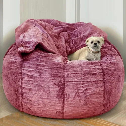 Miniatura 3 de Funda para sillones, 6 pies, redonda, gigante, perezosa, para sofá, cama, saco sin relleno, puf de terciopelo esponjoso, puf, asiento de piso, puf