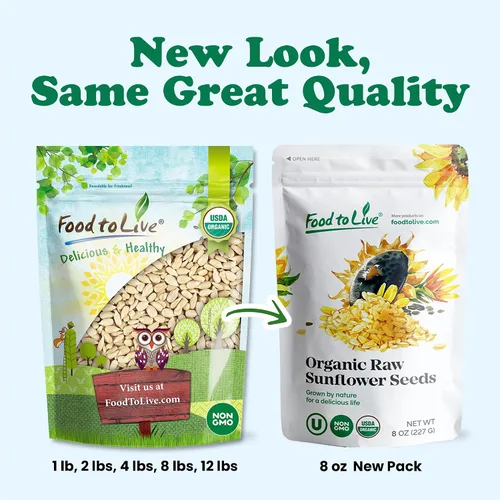 Miniatura 8 de Food to Live Semillas de girasol germinadas orgánicas con sal del Himalaya, 1 libra, granos crudos, perfectas para cocinar, hornear y aperitivos