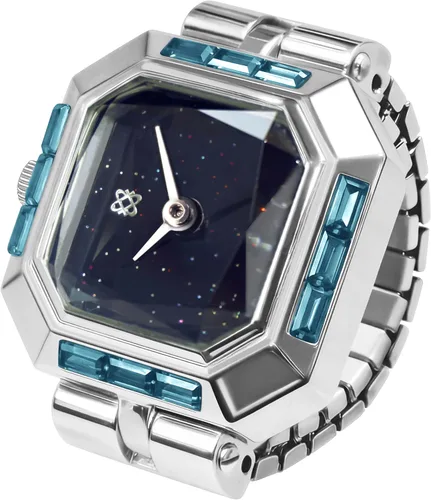 Miniatura 9 de PASCAL Anillo de reloj de diamante para mujer con pantalla analógica de dos manecillas y banda de expansión de acero inoxidable
