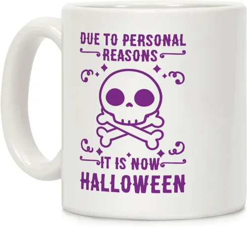 Miniatura 101 de LookHUMAN Taza de Café de Halloween – Halloween Is Meowgical Tazas, Taza de Café Espeluznante Idea de Regalos de Taza, 15 Onzas 10-Blanco