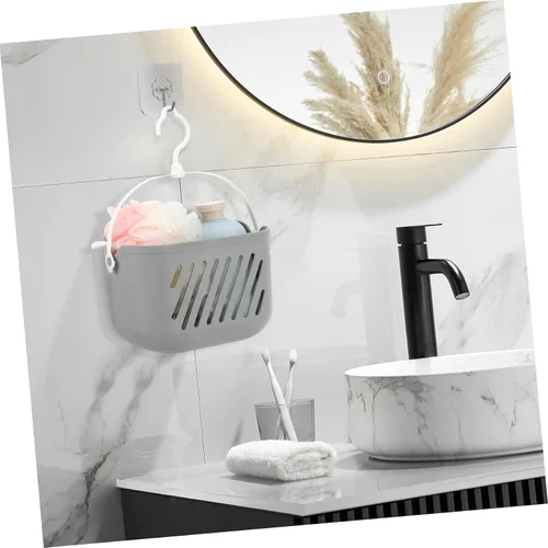 Miniatura 2 de Hemoton Cesta colgante para baño, cesta de almacenamiento de cocina, escurridor de pared, despensa, 1 unidad