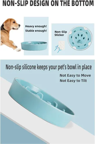 Miniatura 3 de Ceramic Fun - Cuenco de alimentación lenta de porcelana, cuenco de comedero lento para perros medianos (turquesa)