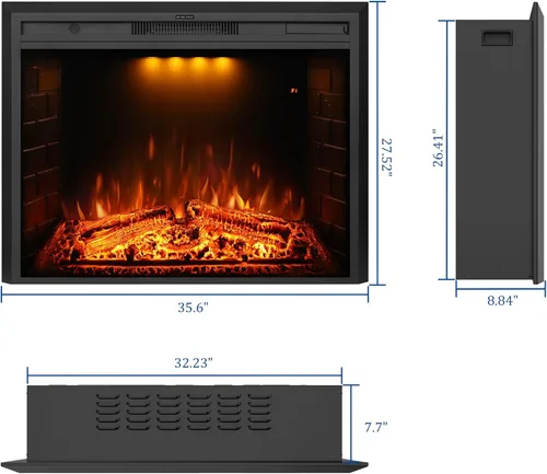 Miniatura 4 de Chimenea eléctrica de 36 pulgadas, chimenea eléctrica de pared con control remoto, troncos realistas y sonido crepitante, protección contra