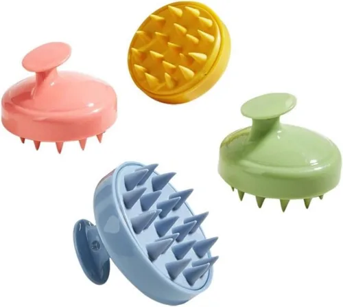 Miniatura 2 de Masajeador de cuero cabelludo para el cuero cabelludo, cepillo de silicona suave, cepillo de champú, exfoliante del cuero cabelludo para el 1PC-Rojo