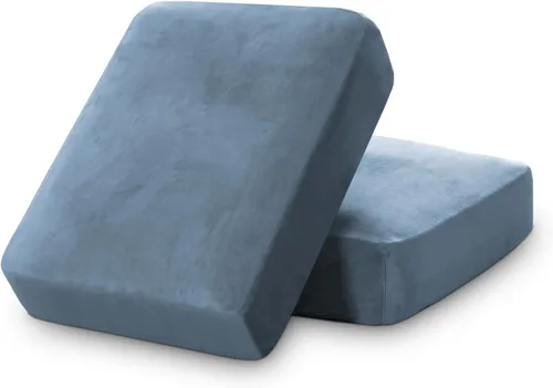 Miniatura 31 de PrinceDeco Funda marrón para muebles, 2 fundas de cojín elásticas de terciopelo para cojines individuales, aptas para mascotas, se mantiene en su