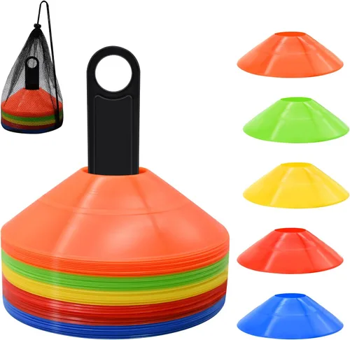 Miniatura 9 de 25/50/100 piezas de conos de disco, conos de agilidad de fútbol con bolsa de transporte y soporte, conos de fútbol para entrenamiento deportivo