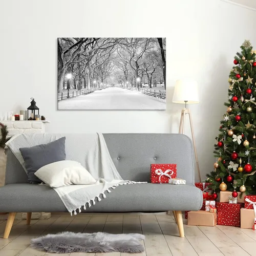 Miniatura 4 de SEVEN WALL ARTS Lienzo de árbol de abedul para pared, pintura abstracta de bosque, paisaje con hojas rojas de otoño y otoño, obra de arte natural