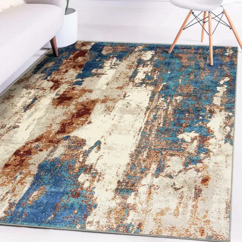 Miniatura 19 de LUXE WEAVERS Lagos Collection - Alfombra de área abstracta beige de 5 x 7 pies