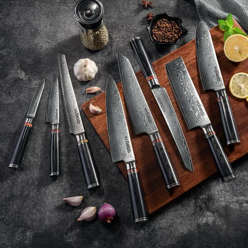 Juego de cuchillos profesionales clásicos de 8 piezas, cuchillas de acero VG-10, juego de cuchillos de cocina, juego de cuchillos para cocina,