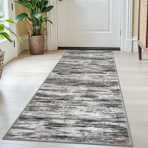 Miniatura 90 de SIILOOM 2 x 3 Alfombra moderna y abstracta para entrada, alfombra neutra azul marino gris multicolor súper suave de área pequeña, alfombras lavables