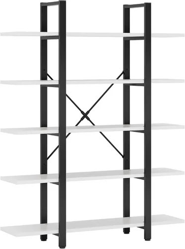 Miniatura 5 de Estantería moderna de 5 niveles, 72 pulgadas de alto x 47 pulgadas de ancho, estante de marco de metal industrial (todo negro)