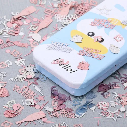 Miniatura 4 de Confeti de cumpleaños número 13, confeti de oro rosa número 13, confeti de papel de aluminio metálico, estrella para pastel de cumpleaños, confeti