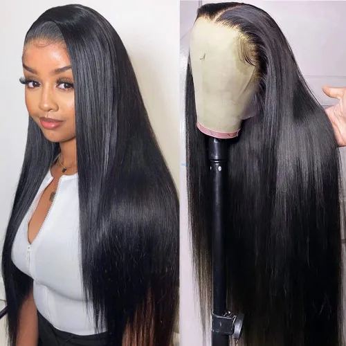 Miniatura 14 de Subella 12A Pelucas de encaje frontal HD de cabello humano con línea capilar prearrancada con cabello recién nacido, densidad de 180, 13x5, cabello