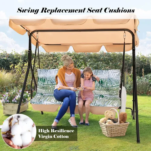 Miniatura 4 de Cojines de repuesto para columpio, cojín para columpio de patio al aire libre, almohadilla de banco de 2 a 3 plazas con respaldo, cojín impermeable