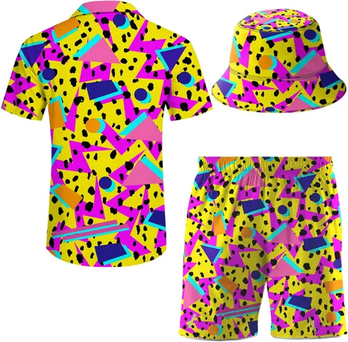 Miniatura 3 de Conjunto deportivo de 2 piezas para hombre, camisa hawaiana, pantalones cortos, camisa con botones y pantalones cortos con sombreros de pescador