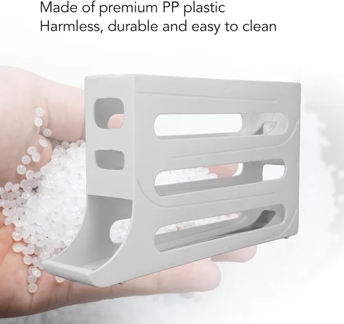 Miniatura 3 de Soporte para huevos para refrigerador, 60 unidades dispensador automático de huevos con 4 niveles y filas dobles, organizador de bandejas de huevos