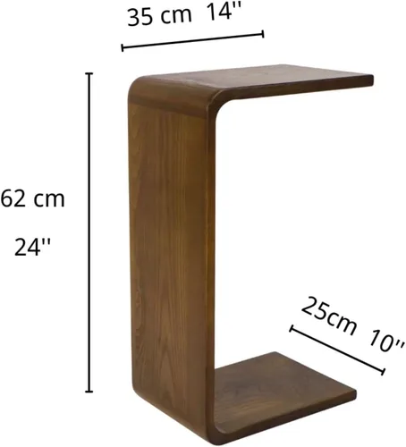 Miniatura 3 de COZYMATIC Carlisha - Mesa auxiliar en forma de C para sofá, mesa auxiliar, marco de madera maciza para sala de estar, mesa auxiliar para dormitorio