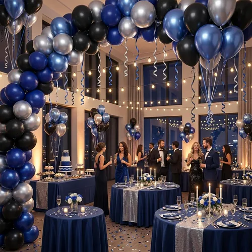Miniatura 5 de KBZVNAF Globos de látex negro, azul y plateado, paquete de 60 globos de fiesta de 12 pulgadas, azul real, negro, azul metálico, plateado