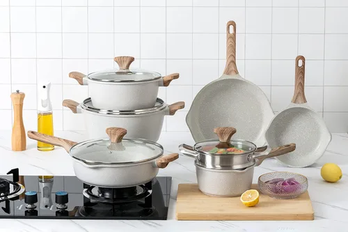 Miniatura 2 de Country Kitchen Juego de utensilios de cocina de aluminio fundido antiadherente, utensilios de cocina duraderos para cocinar todos los días, crema