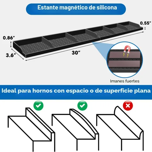 Miniatura 2 de Hydream Estufa para estante de silicona, estante magnético de 30 pulgadas sobre el estante de especias de la estufa, imán organizador de cocina