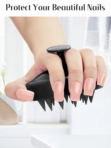 Miniatura 4 de HEETA Masajeador de cuero cabelludo para el crecimiento del cabello, cepillo exfoliante de champú de silicona suave para cuero cabelludo, negro