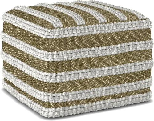 Miniatura 9 de SIMPLIHOME Coates - Puf redondo contemporáneo de macramé en gris nube de algodón para la sala de estar, dormitorio y habitación de los niños