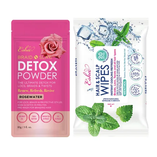 Miniatura 10 de Esha Kit de desintoxicación – Toallitas para cabello y cuero cabelludo + polvo de desintoxicación de pomelo – Limpieza del cuero cabelludo y cuidado
