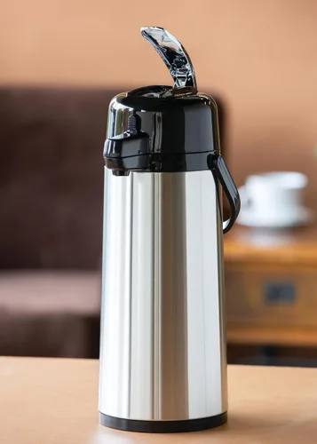Miniatura 2 de Service Ideas Eco-Air Airpot con palanca, 64.2 onzas, vidrio aislado al vacío ECAL19S Dispensador de café en 1.9 litros, exterior inoxidable