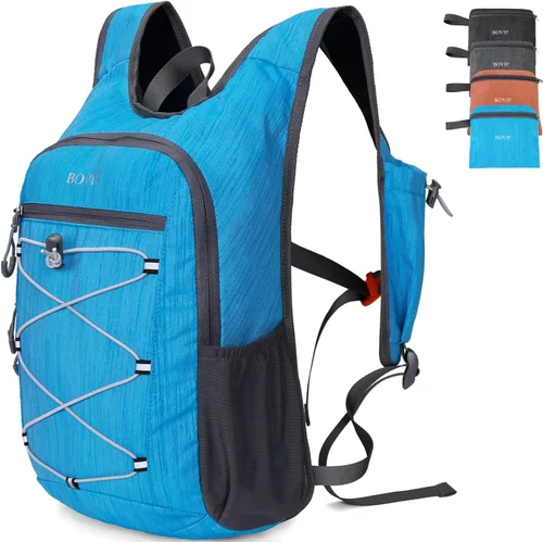 Miniatura 8 de BOVIP Mochila de senderismo de 20L Mochila de senderismo plegable ligera Mochila de viaje pequeño al aire libre plegable bolsa de hombro naranja