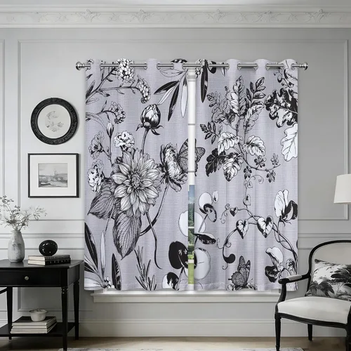 Miniatura 24 de Cortinas opacas negras y doradas, cortinas modernas de mediados de siglo para dormitorio, sala de estar, 63 pulgadas de largo, juego de 2 paneles