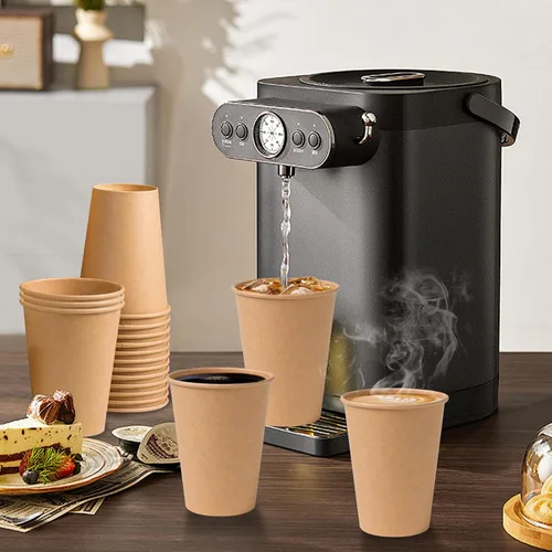 Miniatura 3 de SIUQ Paquete de 300 vasos de papel kraft de 12 onzas, vasos de café de papel desechables sin blanquear, tazas gruesas para bebidas calientes/frías
