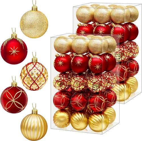 Miniatura 9 de DeckTheHalls Adornos de bolas de Navidad, 30 piezas de 2.5 pulgadas irrompibles, bolas de decoración navideña para colgar en el árbol de Navidad