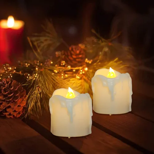 Miniatura 8 de PChero Velas de té de 1.57 x 1.69 pulgadas a pilas con temporizador, 12 velas LED blancas cálidas sin llama parpadeantes, 6 horas encendidas por
