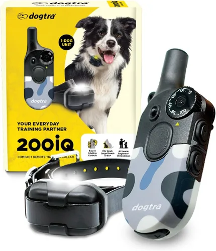 Dogtra 200iQ Collar E de entrenamiento remoto – 100 niveles, tono, vibración, rango de 1/2 milla – Compacto, impermeable, control con una sola mano
