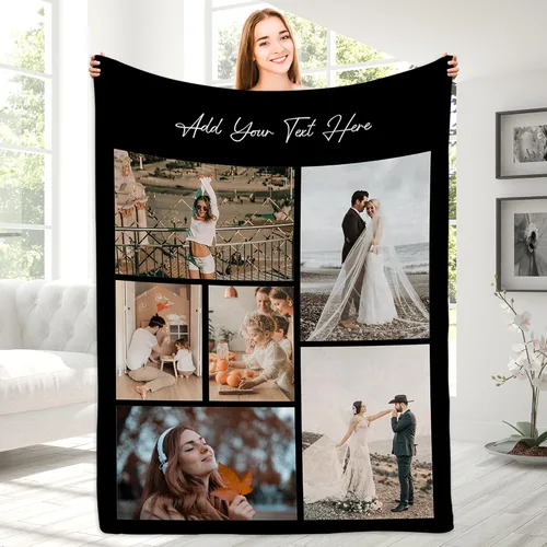 Miniatura 17 de Magimagine Mantas personalizadas con imágenes de texto para regalos de novio, manta de fotos personalizada para familiares y amigos para Navidad